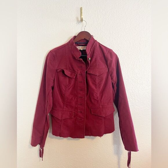 Free People Red Ella Utility Jacket. Small - Picture 3 of 10